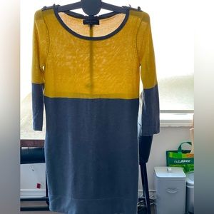 Rag & Bone Burnley Sweater Knit Sheath Dress Cashmere Blend Yellow Grey Size M